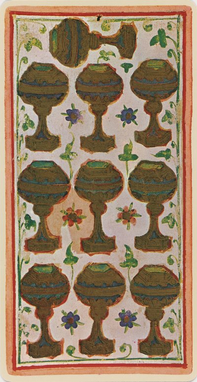 Dieci di coppe, facsimile di una carta dei tarocchi dal mazzo 